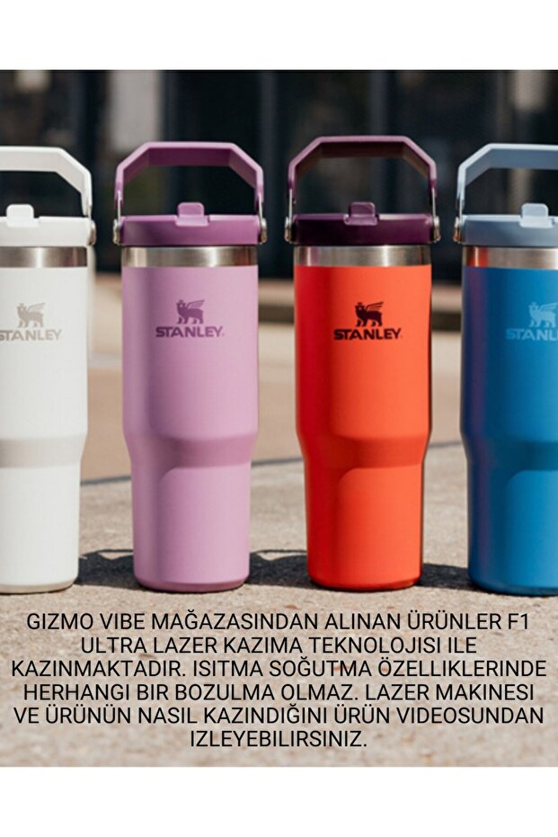 Kişiselleştirilmiş The Iceflow Flip Straw 2.0 Tumbler 0.89l 30oz Termos Özel İsimli Mavi - 9