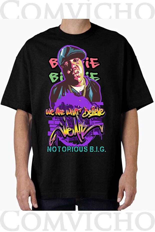 تي شيرت كبير الحجم مطبوع بتصميم Biggie v9 للجنسين