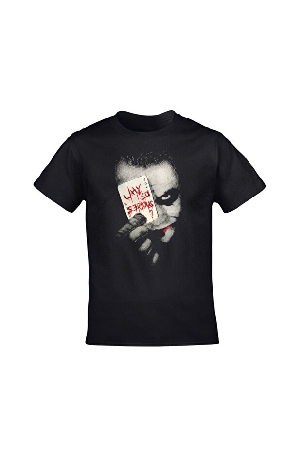 Unisex Black Joker Card Printed Tshirt