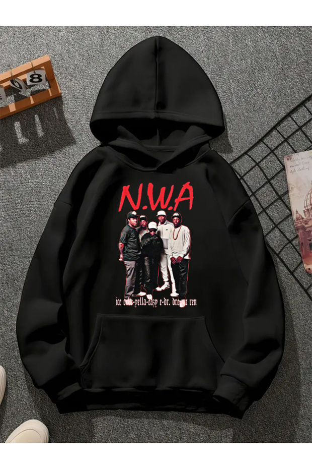 N.W.A V1 Printed Hooded Black Sweatshirt