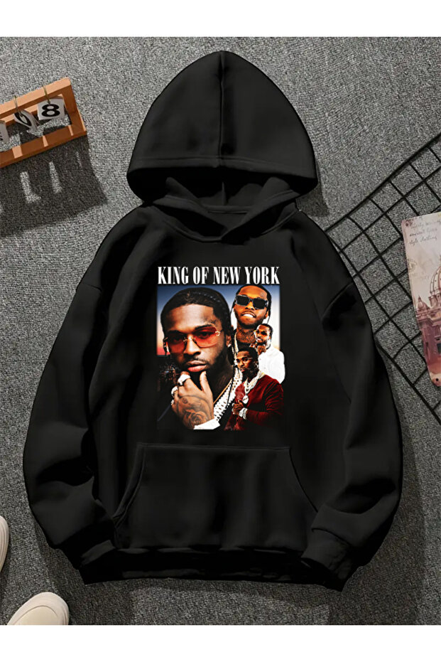 King of Ny V1 Printed Hooded Black Sweatshirt