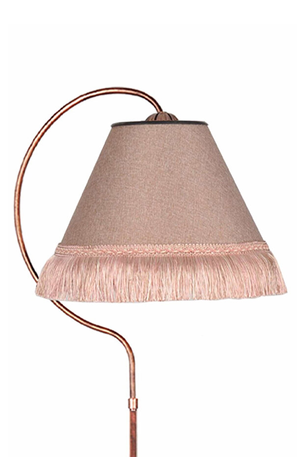 Aydınlatma Lambader Çise Elips Siyah Bakır Patine Abajur Gülkurusu Püskül Pembe - 7
