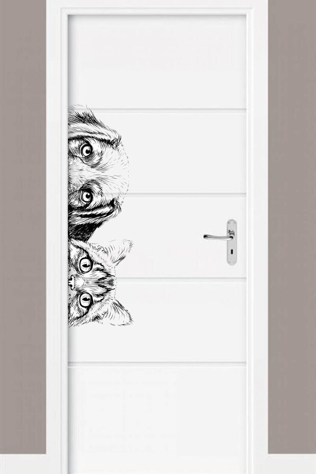 Black-white Cat Dog Door Edge Stickers