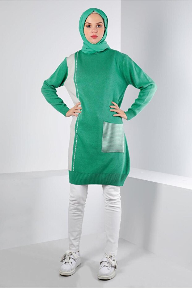 Cep Detaylı Triko Tunik 43176 - 1