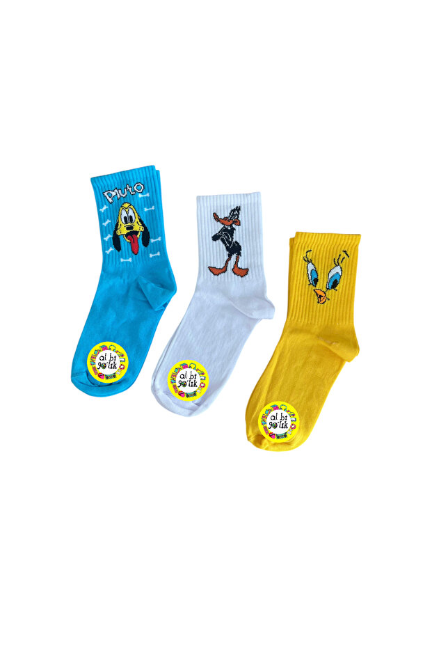 3'lü Kolej Çorap Daffy Duck,tweety Ve Pluto Köpek - 4