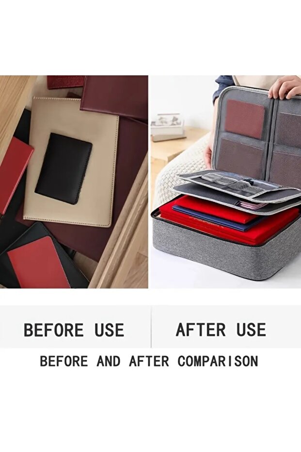 Large Capacity Lockable Document Bag, 3-Tier Document Storage Box with Zipper, for Business and Travel - 2