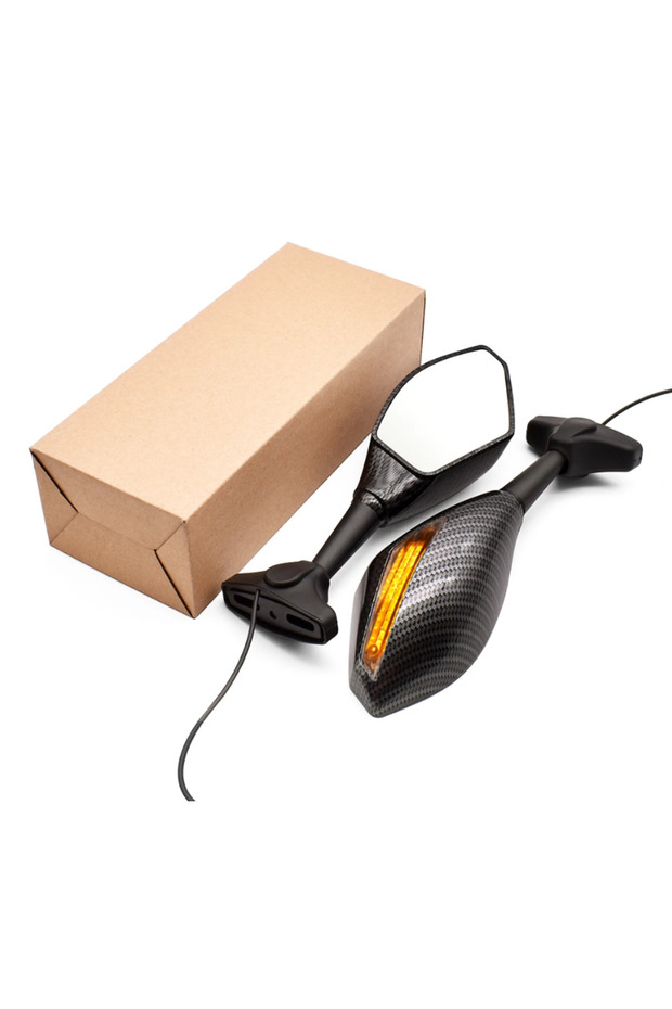 Racing Kayar Sinyalli Katlanır Ayna Takımı Karbon - 2