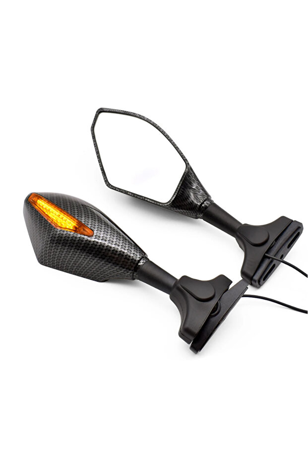 Racing Kayar Sinyalli Katlanır Ayna Takımı Karbon - 3