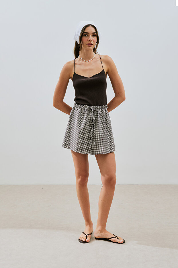 PÖTİKARE ŞORT ETEK KAHVERENGİ - 5