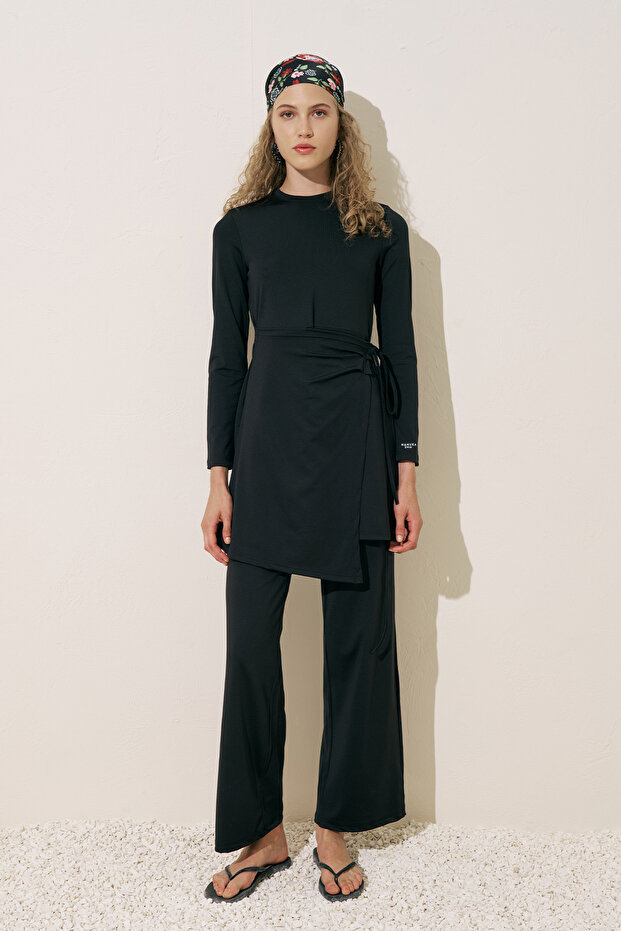 ANVELOP ETEKLİ MAYO ELBİSE SİYAH - 2