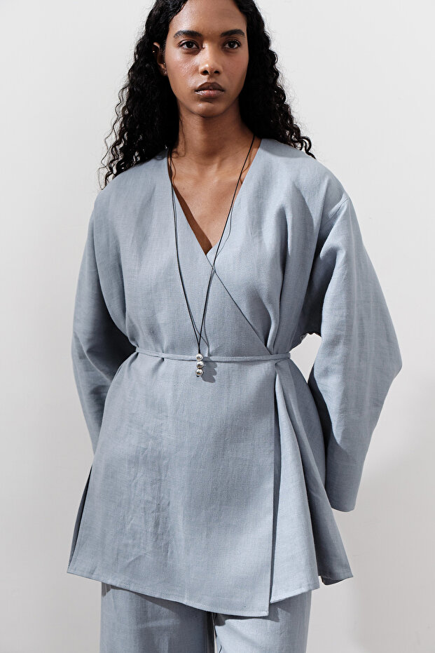 LEN KRUVAZE ZÁRÓ KIMONO KÉK - 6