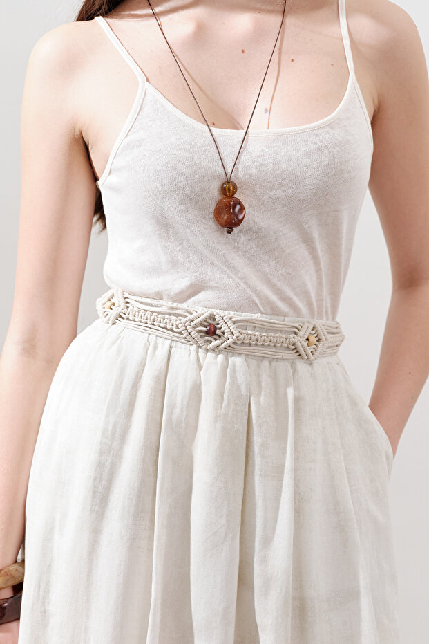 RUSTİK ÖRGÜLÜ KEMER NATURAL - 2