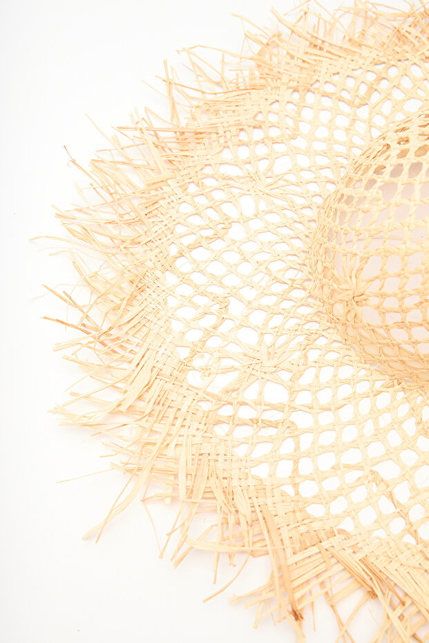 DESENLİ HASIR ŞAPKA BEJ - 4