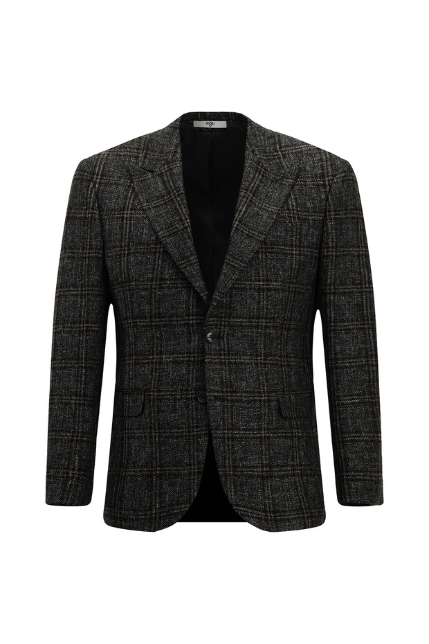 6 Drop Regular Fit Standard Cut Wool Plaid Jacket - 7