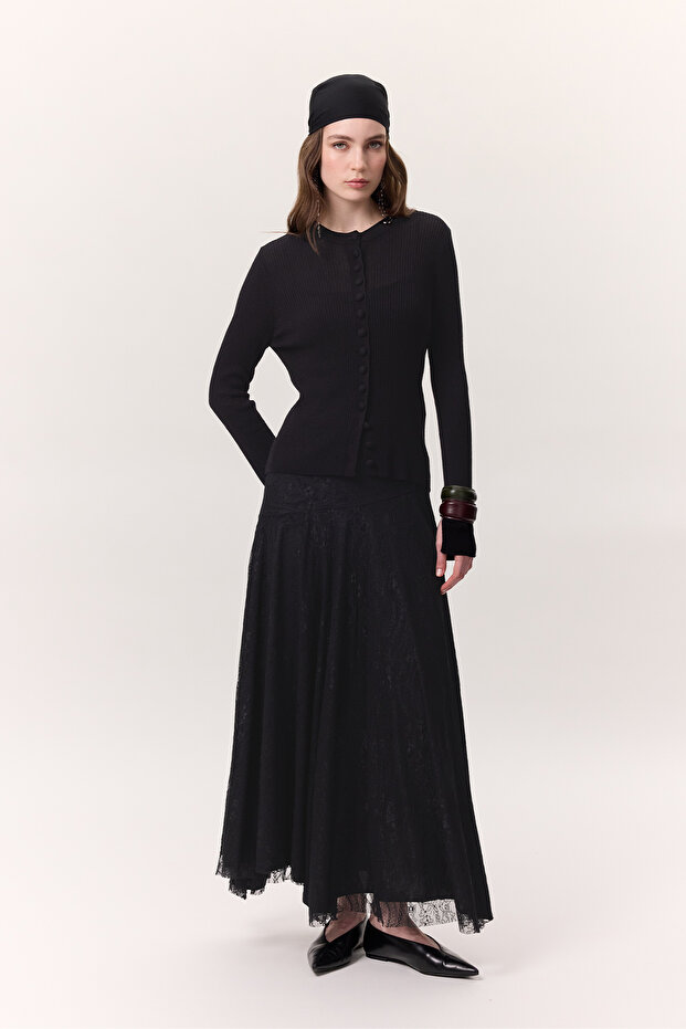 DANTELLİ GENİŞ ETEK SİYAH - 6