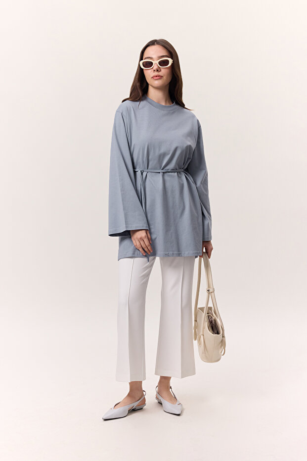 Oversize pólók felső pajzzsal, kék - 4