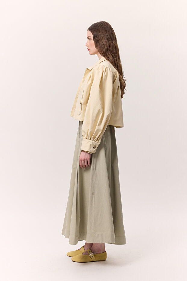 CEP DETAYLI GENİŞ ETEK SOFT YEŞİL - 5