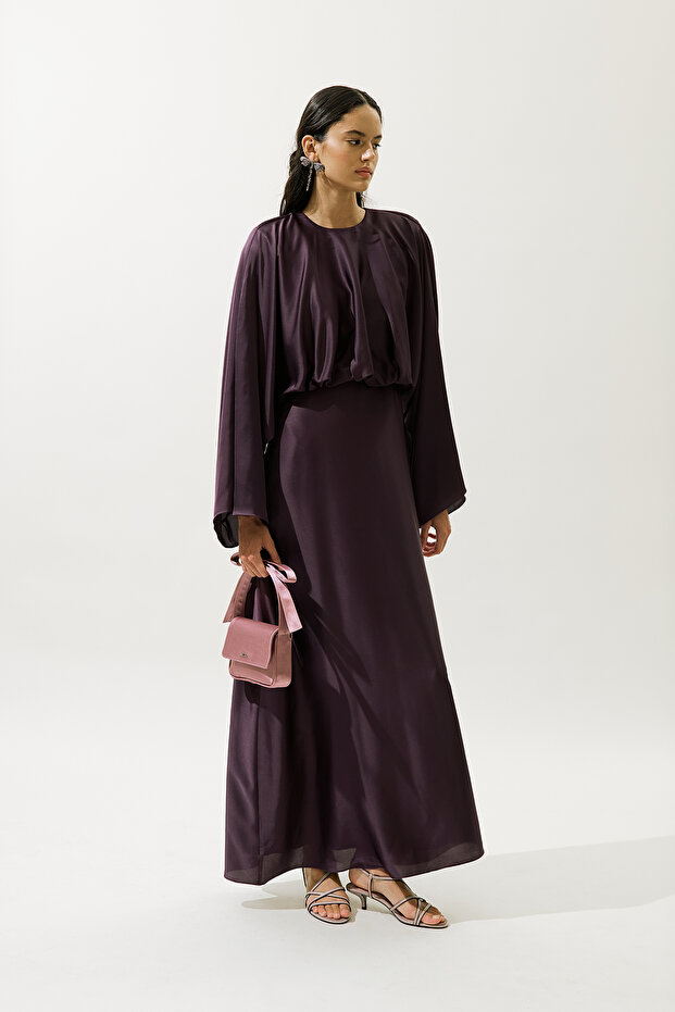 Rochie de seară ADELE SATIN ROCHIE PURPLE - 2