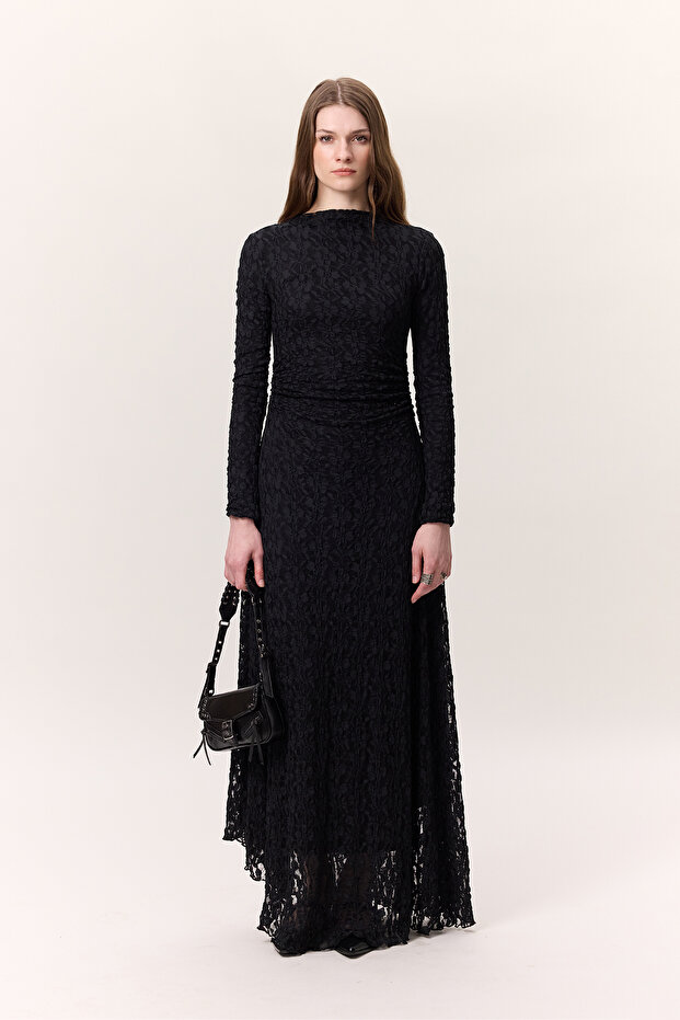 ROCHIE LUNGĂ DIN DANTELĂ NEAGRĂ - 2