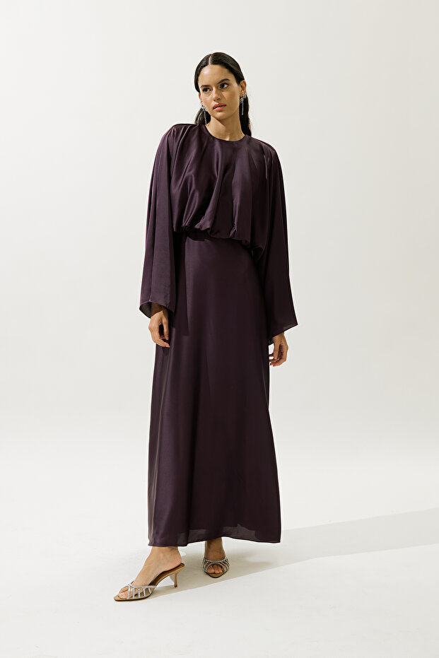 Rochie de seară ADELE SATIN ROCHIE PURPLE - 3