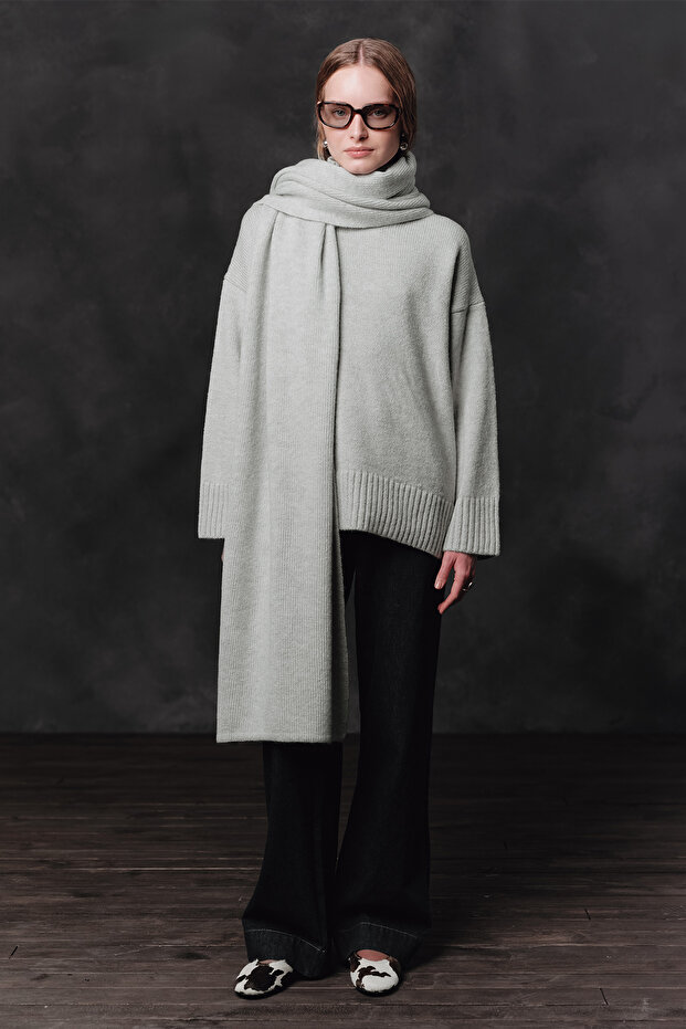 OVERSIZE YUMUŞAK KAZAK MAVİ - 2