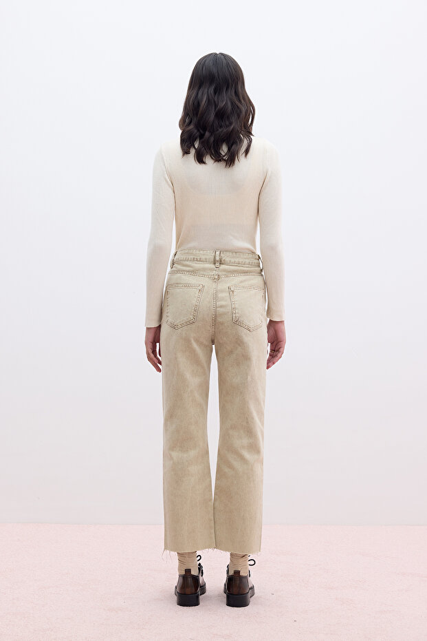 STRAIGHT YÜKSEK BEL DENİM PANTOLON CAMEL - 7