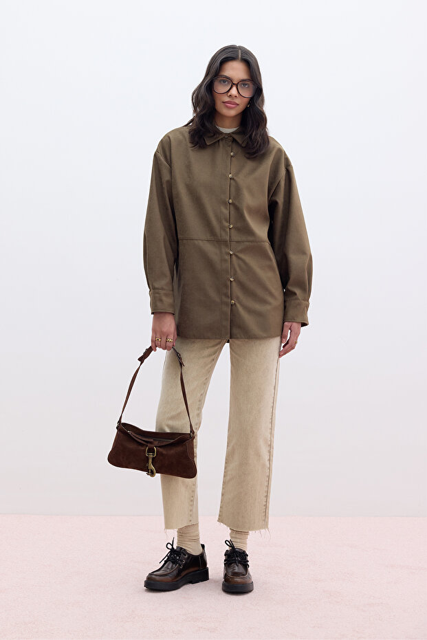 STRAIGHT YÜKSEK BEL DENİM PANTOLON CAMEL - 2