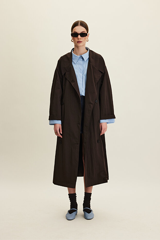 JUDE OVERSIZE TRENÇKOT ACI KAHVE - 4