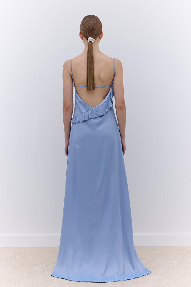 Βραδινό φόρεμα ROSALİE Μπλε λουράκι - 5