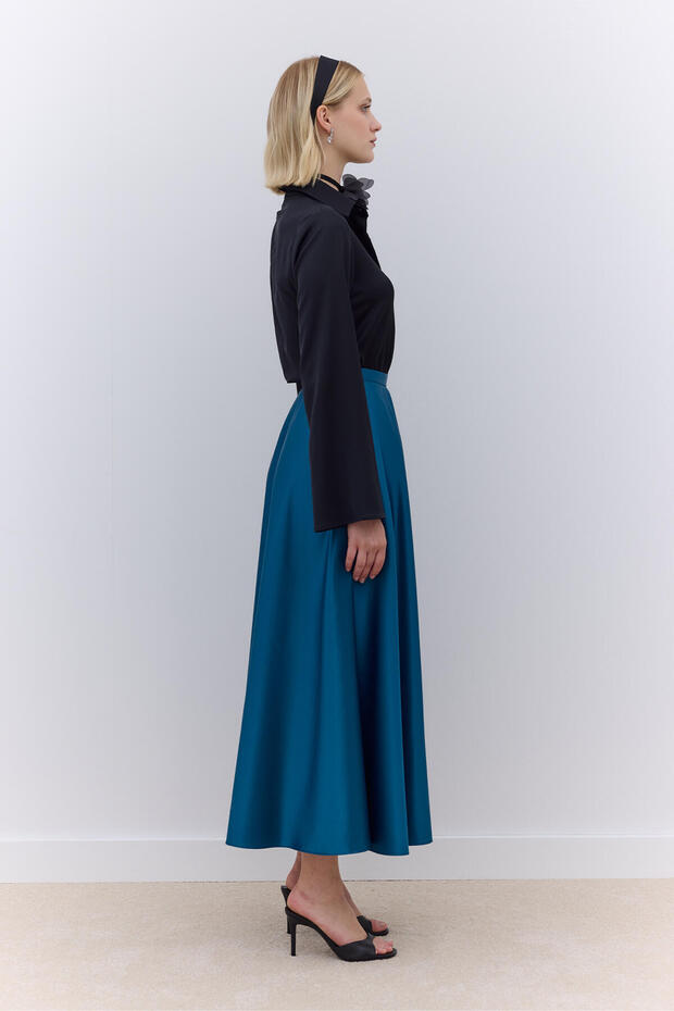 Zelená saténová sukně k večerním šatům - 2