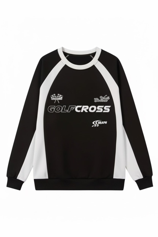 Y2K Streetwear Printed Black Unisex Oversize Crew Neck Sweatshirt
