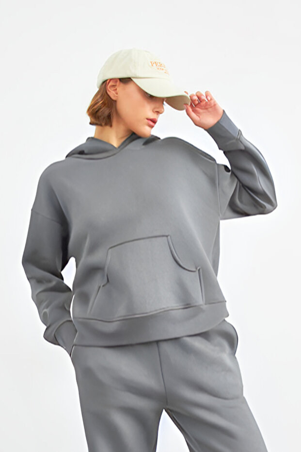 Women's Casual Hooded 3 Thread Sweatshirt