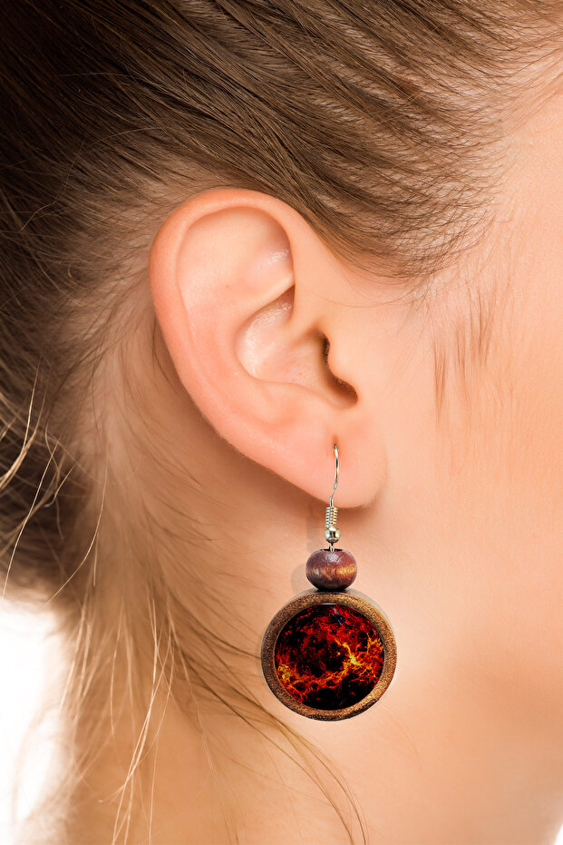 Planet Wooden Earrings