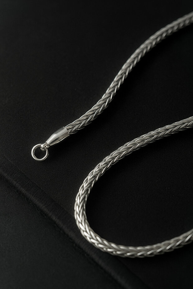 316L Stainless Steel 4 mm Snake Spiga Model Men's Chain Necklace