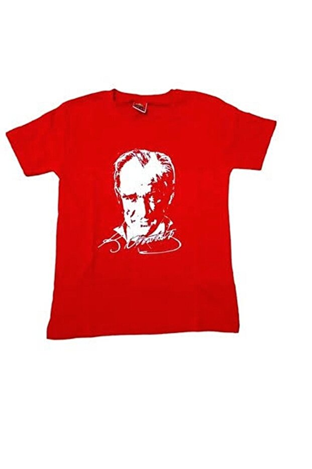 Half Sleeve Red Ataturk Printed T-Shirt