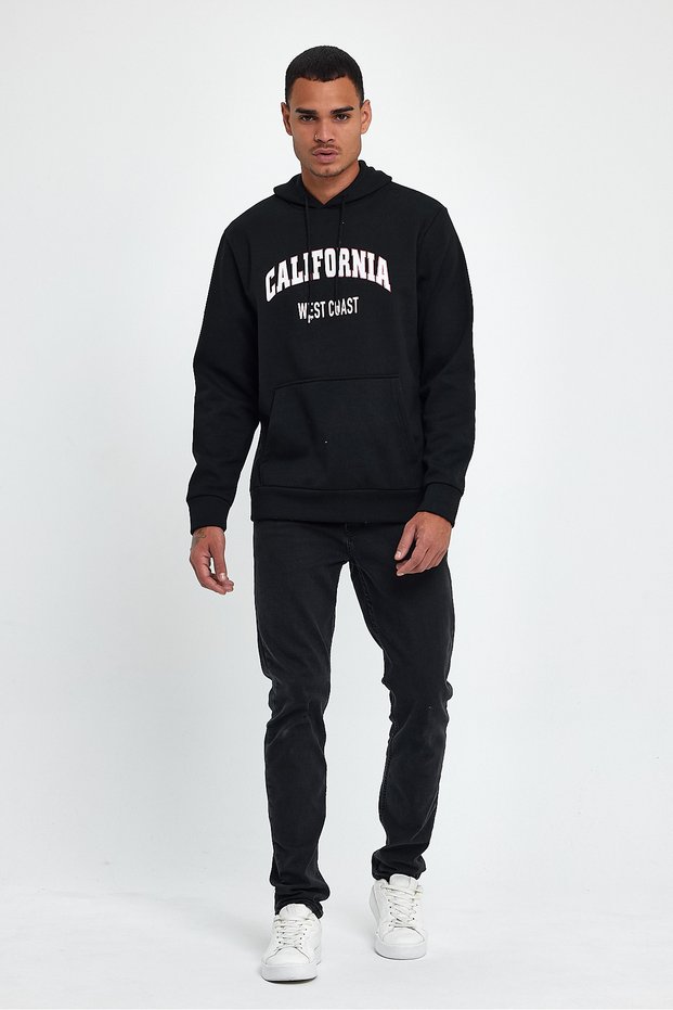 Men's Hooded Comfortable In-mold Fleece 3 thread California West Printed Sweatshirt spr24sw08