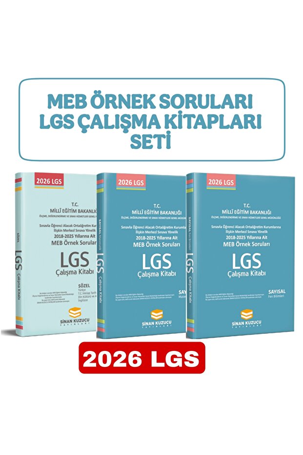 SİNAN KUZUCU YAYINLARI MEB ÖRNEK SORULARI LGS ÇALIŞMA KİTAPLARI SETİ ( SAYISAL - SÖZEL ) 2026 LGS