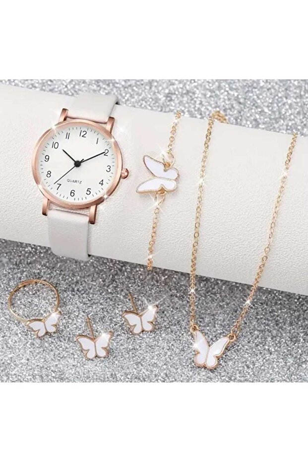 Rose Gold Plated Butterfly Necklace Earrings Bracelet Ring Watch Gift Set Gift for Lover Gift for Mother