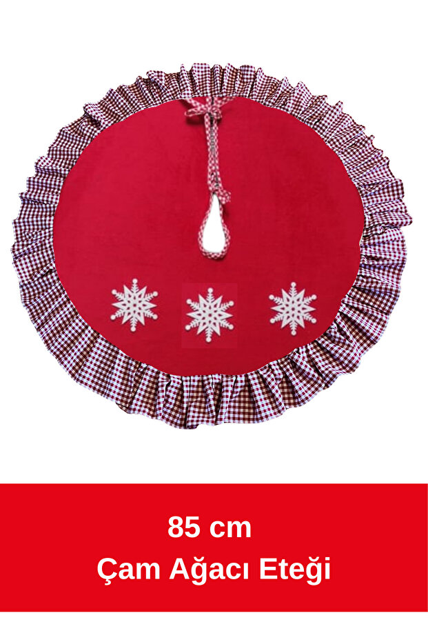 Yılbaşı Çam Ağacı Eteği 85 cm Çam Ağacı Altı Ayak Örtüsü Yılbaşı Çam Ağacı Örtüsü Polyester - 6