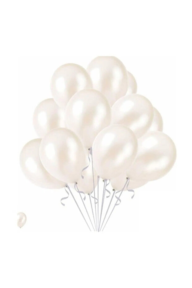 Öz-bal Beyaz Metalik Balon 10’lu Set – Düğün, Nişan ve Baby Shower Parti Süsleri