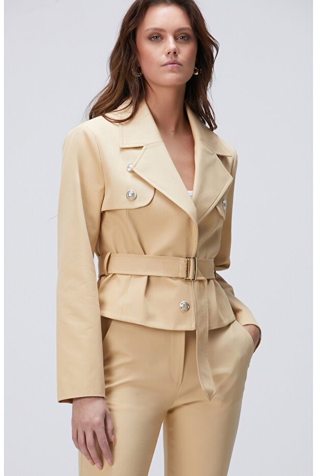 Bej Trench Coat - 1