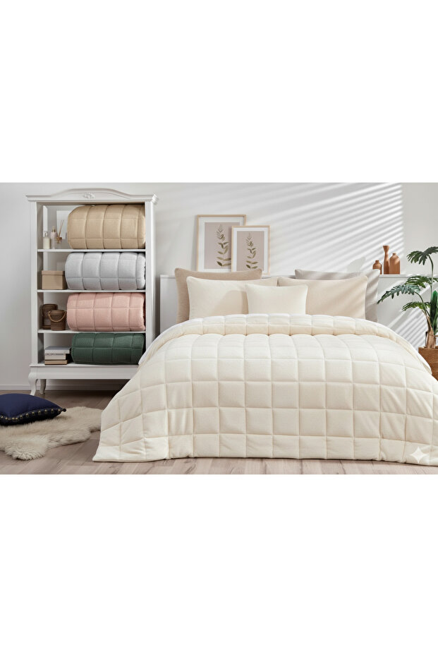 Nova Comforter Blanket Set - Double Bone - 1