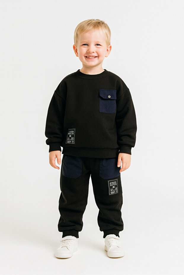 Boy's Anthracite Pocket Detailed Bottom-Top Set