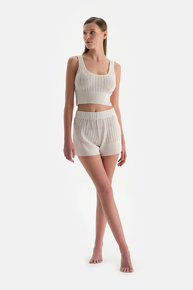Ekru Kısa Şort - 1