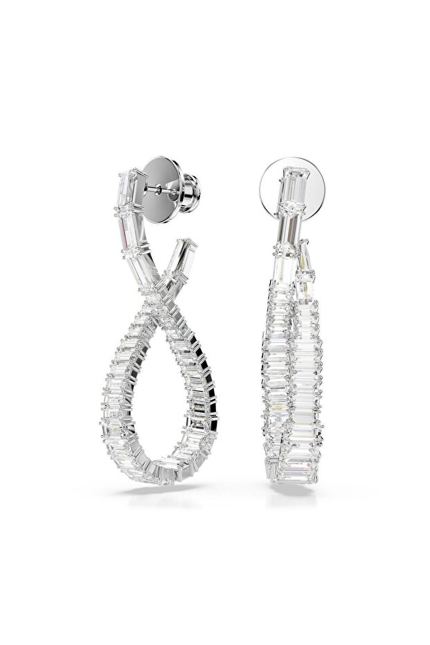 5677628 Swarovski Earrings Hyperbola: Pe Hoop L Twist White/Rhs