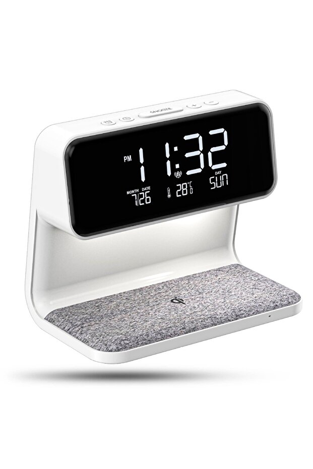 Wireless Charger, Fast Charge 10W, with digital clock and alarm, with warm night light, compatible - 1
