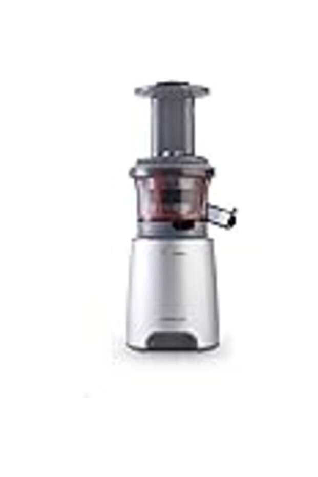 150W Slow Juicer Cold Press Juice Extractor with Wide Feed Tube and Anti-Drip – White/Grey