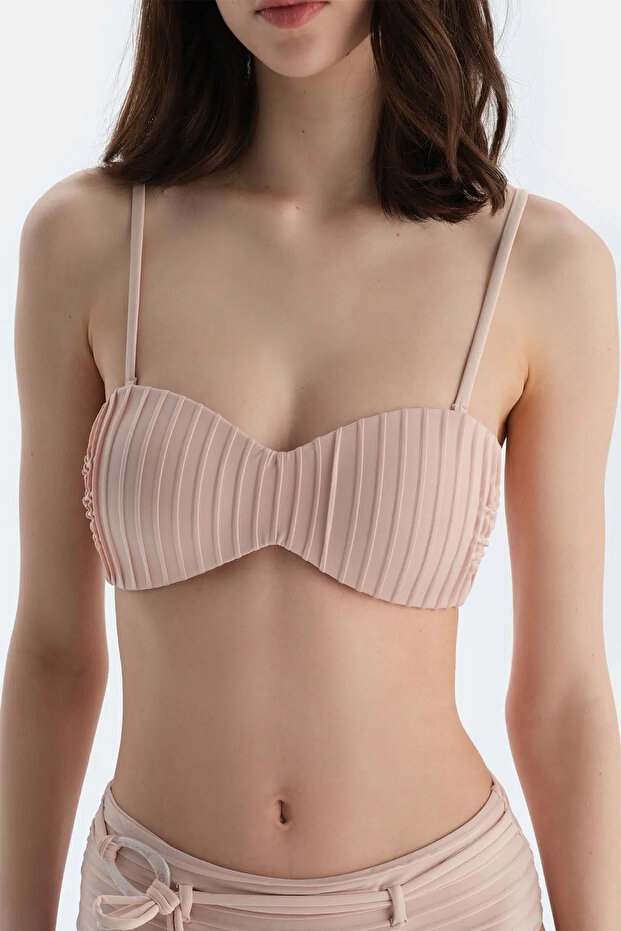Ekru Straplez Bikini Üst - 6