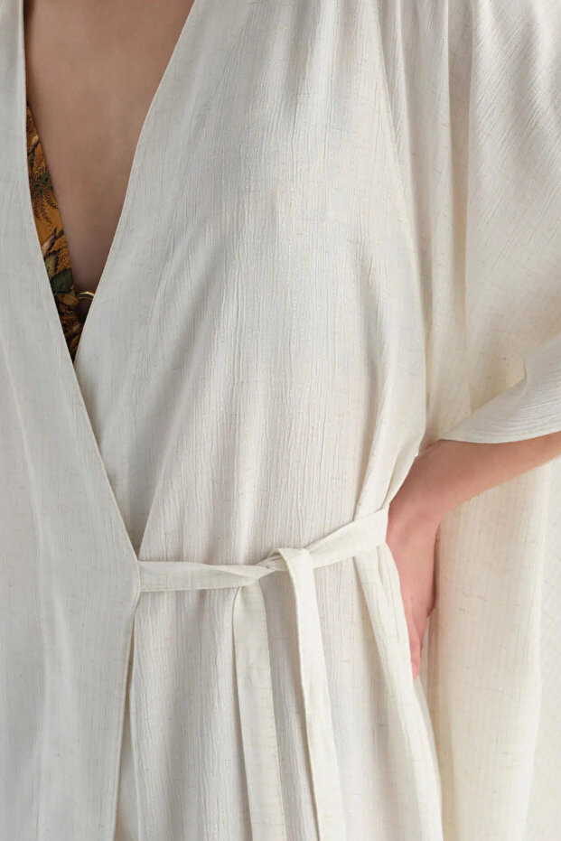 Ekru Uzun Kimono - 5