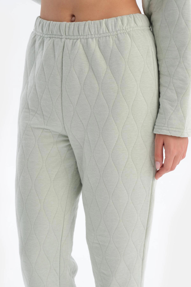 Açık Gri Kapitone Pantolon Pijama - 5